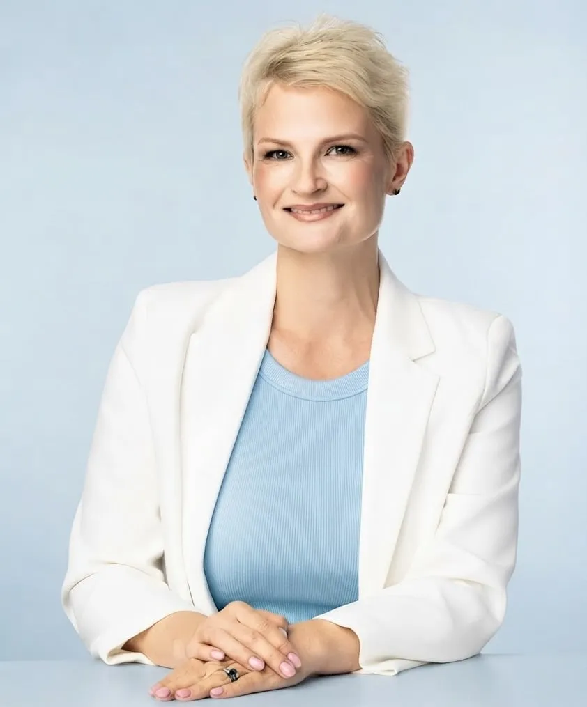 Attorney Irina Sprouse seated at a table